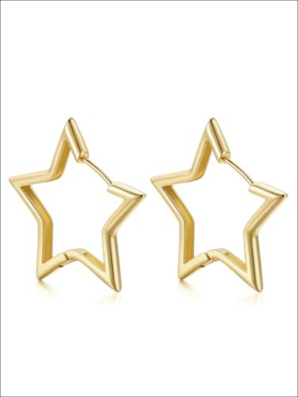 Star Hoop Earrings 14K Gold Plated Hypoallergenic Huggie 20-60mm